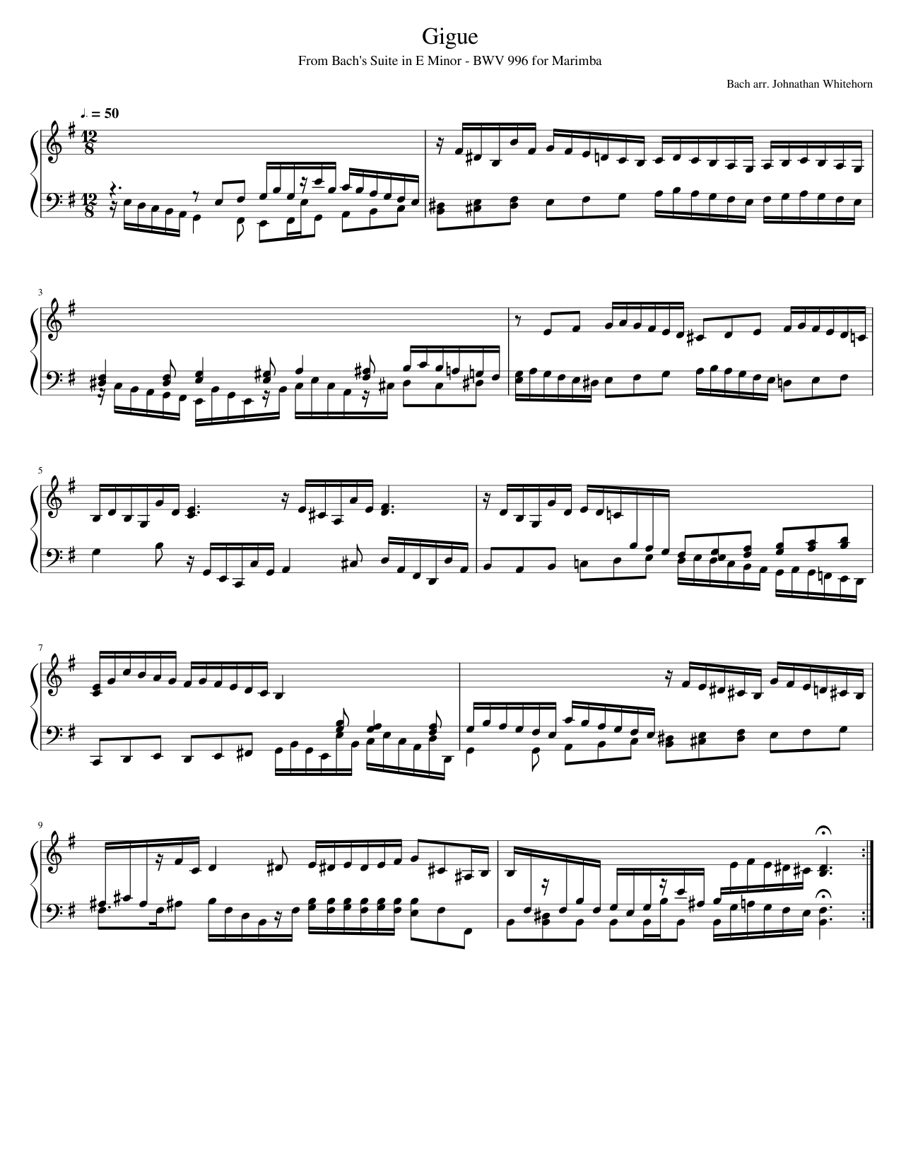 Suite in E Minor Gigue BWV 996