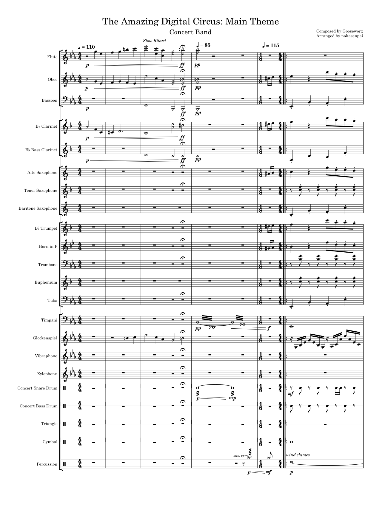 The Amazing Digital Circus: Main Theme Concert Band – Gooseworx Sheet ...