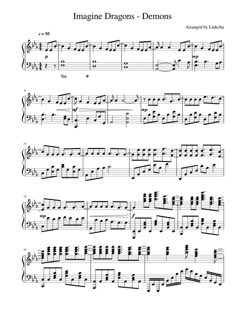 Imagine Dragons - Demons Sheet music for Piano (Solo) | Musescore.com