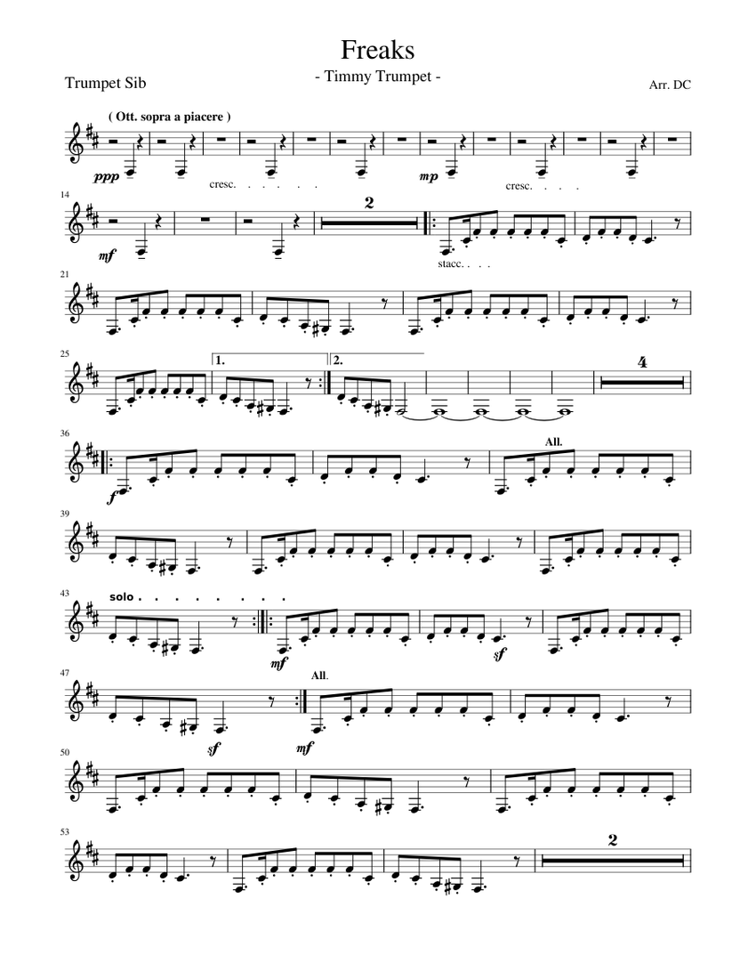 Freaks Timmy Trumpet Trumpet Sib Sheet Music For Trumpet In B Flat Solo Musescore Com