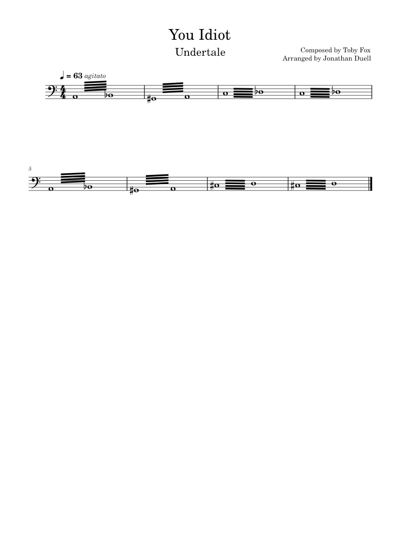 Undertale - you idiot – Toby Fox You Idiot – Toby Fox – Undertale OST: 078  for Cello Solo Sheet music for Cello (Solo) | Musescore.com