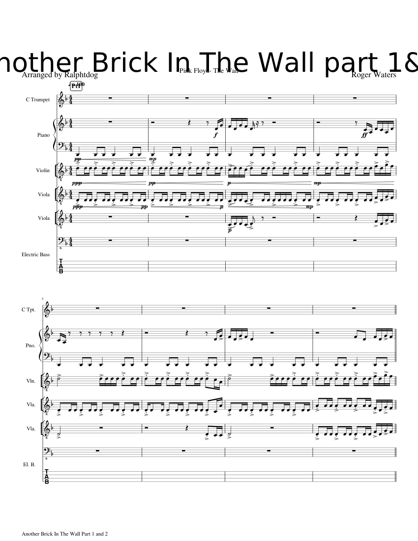 Another Brick In The Wall, Part 2 Sheet Music, Pink Floyd, another brick in  the wall - thirstymag.com