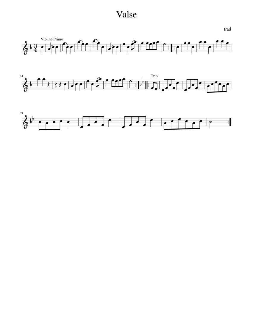 Traditional music - Valse Sheet music for Piano (Solo) Easy | Musescore.com