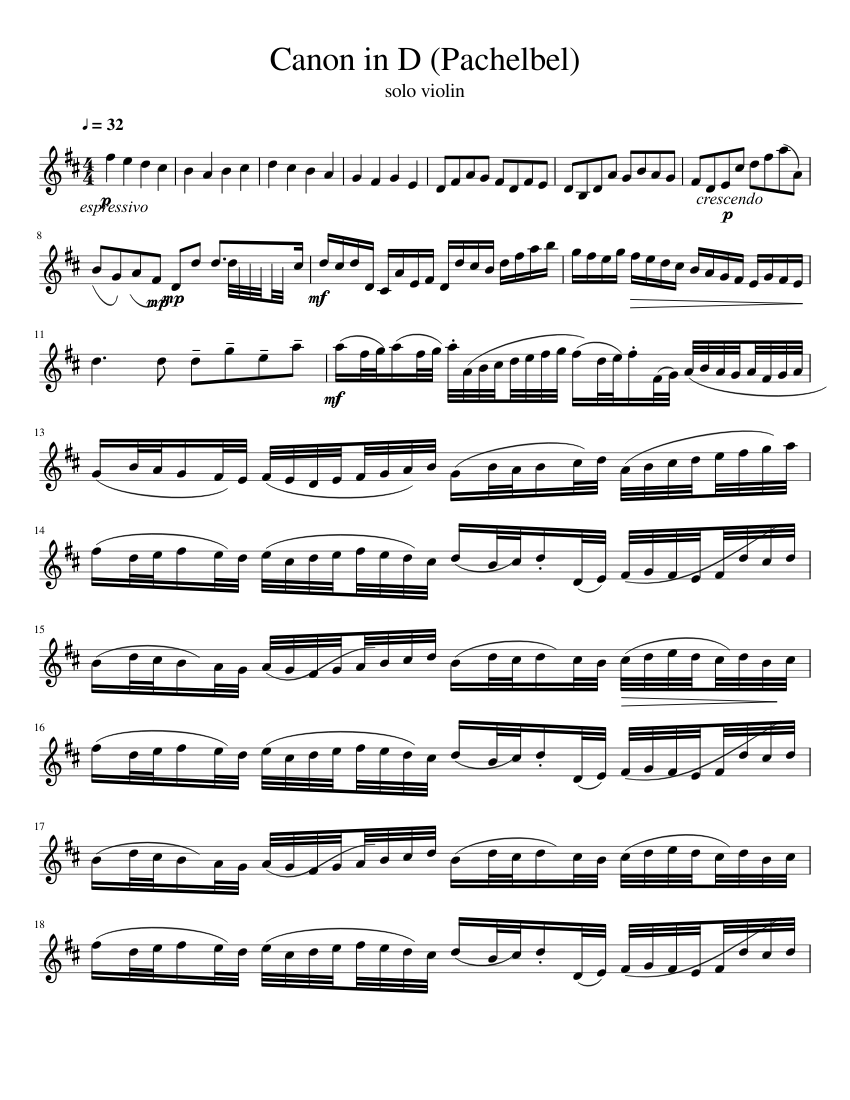 Canon in D major (violin) Sheet music for Violin (Solo) | Musescore.com