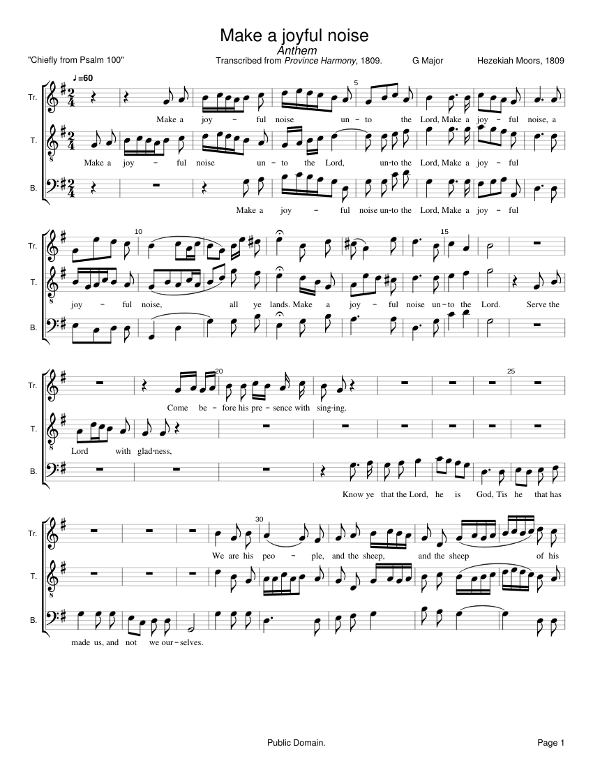 Make a joyful noise - Hezekiah Moors Sheet music for Tenor, Bass voice ...