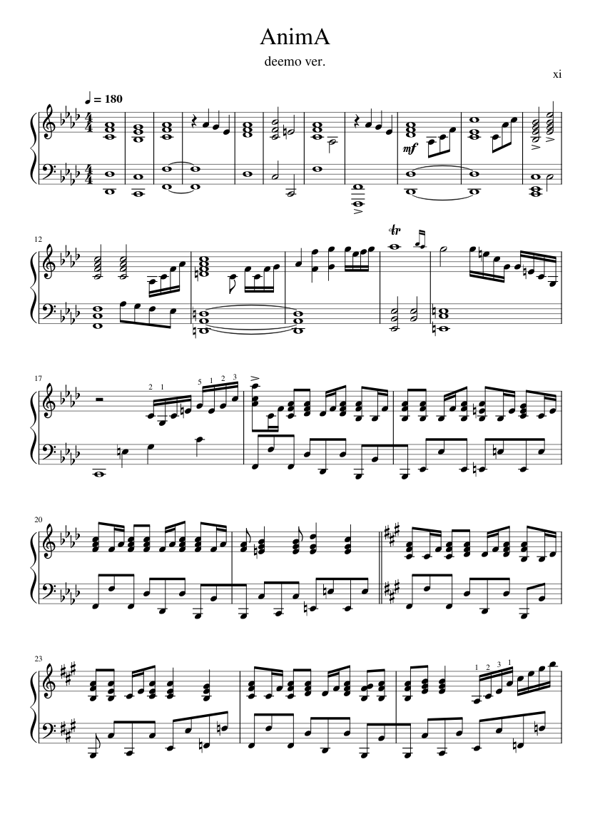 アニマ 楽譜 ピアノ (ソロ) | MuseScore.com