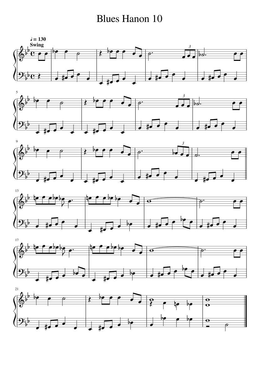 Blues Hanon 10 Sheet music for Piano (Solo) | Musescore.com
