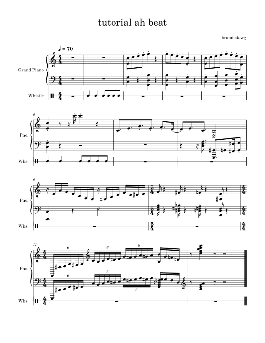 tutorial ah beat Sheet music for Piano, Drum group (Solo) | Musescore.com