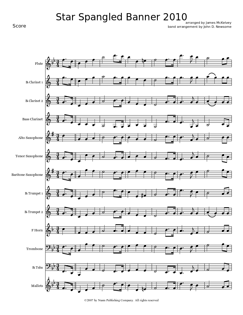 Star Spangled Banner Sheet Music For Trombone Flute Tuba Trumpet More Instruments Mixed Ensemble Musescore Com