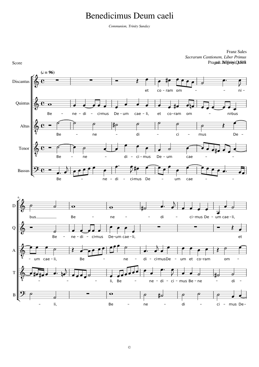 Benedicimus Deum caeli - Franz Sales Sheet music for Piano, Tenor ...