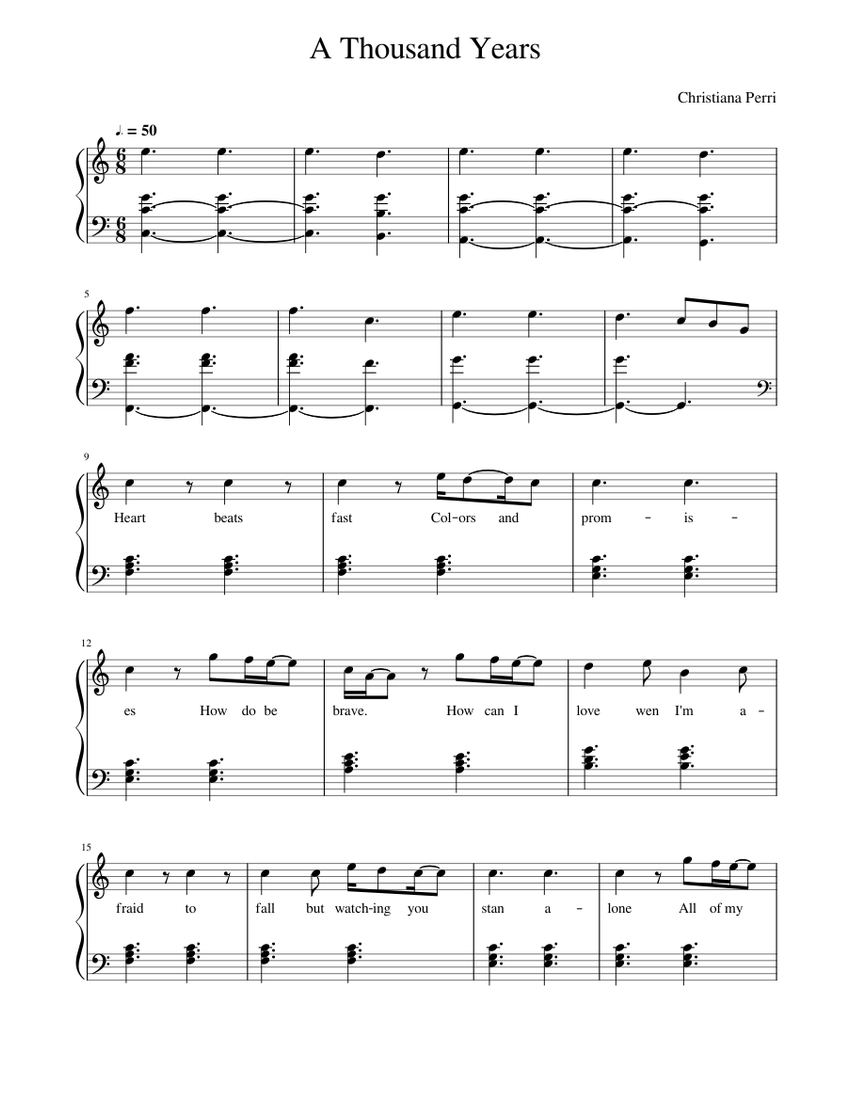 A Thousand Years Sheet music for Piano (Solo) | Musescore.com