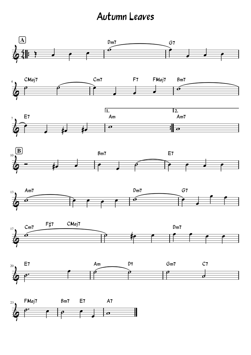 Autumn Leaves Sheet music for Saxophone soprano (Solo) | Musescore.com