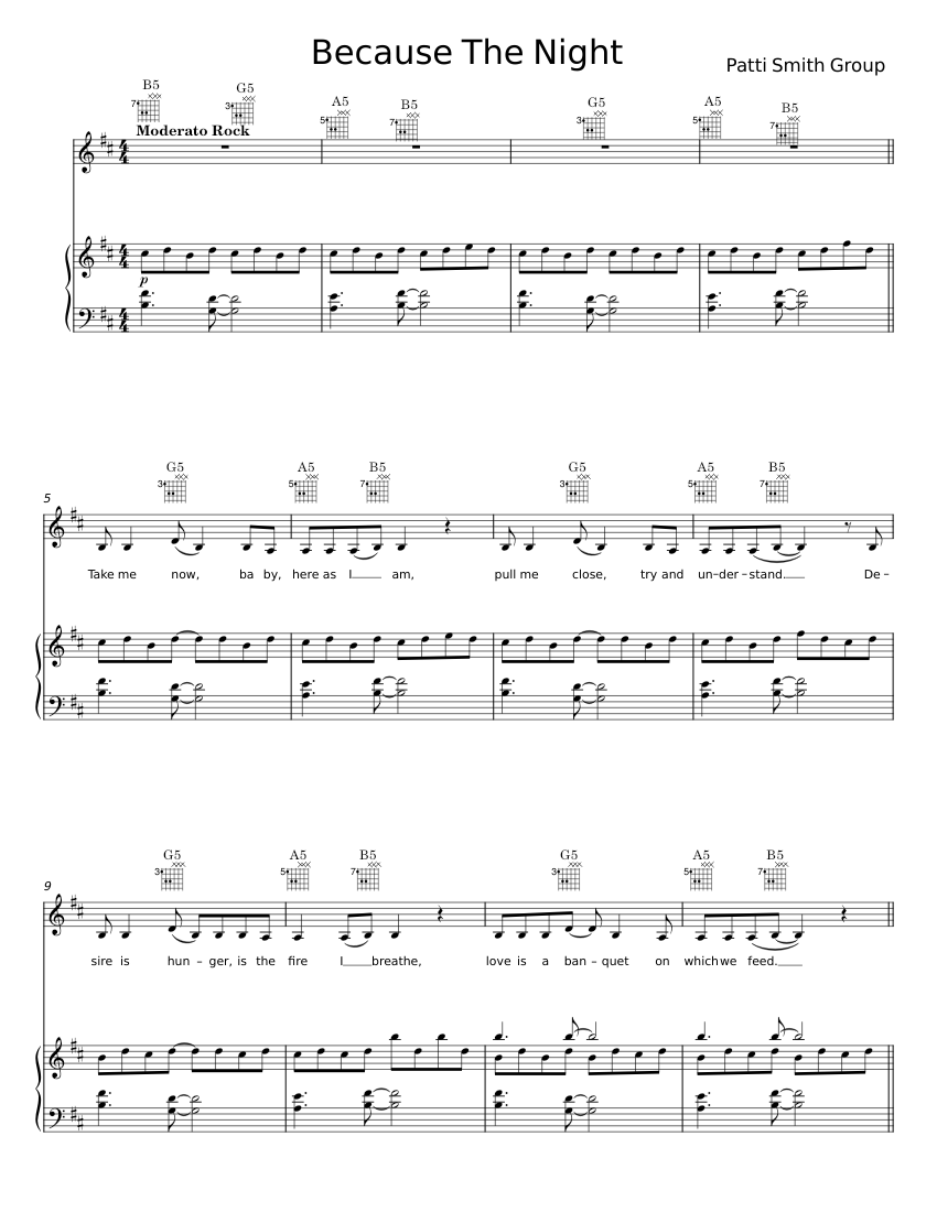 Because The Night - Patti Smith Group - piano tutorial