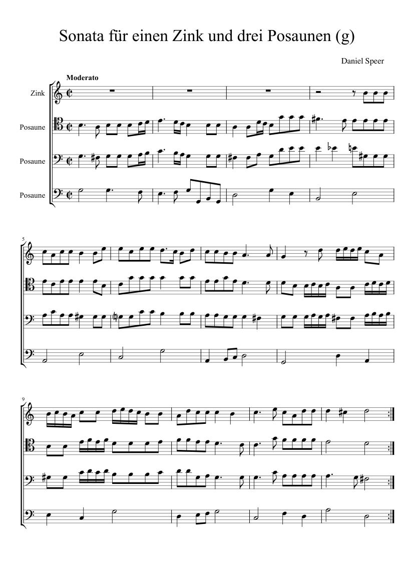 Sonate für einen Zink und drei Posaunen (Daniel Speer)