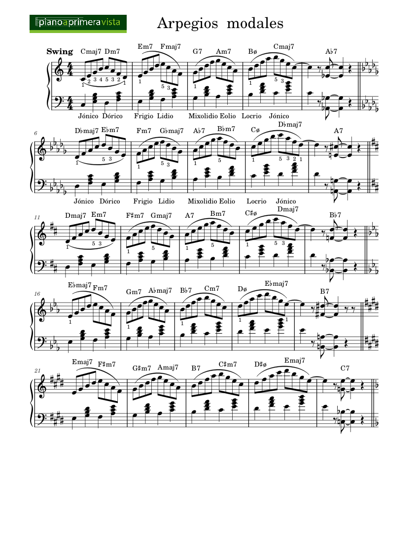 Arpegios modales Sheet music for Piano (Solo) | Musescore.com