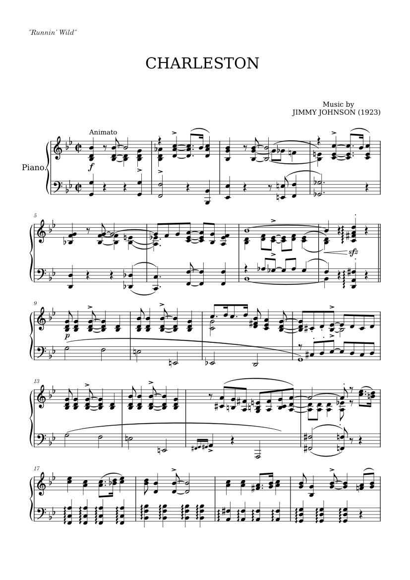 Charleston by Jimmy Johnson (1923) Sheet music for Piano (Solo) |  Musescore.com