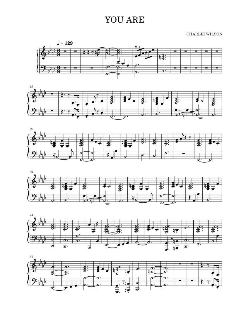 You are YOU_ARE Charlie Wilson Sheet music for Piano (Solo) Easy
