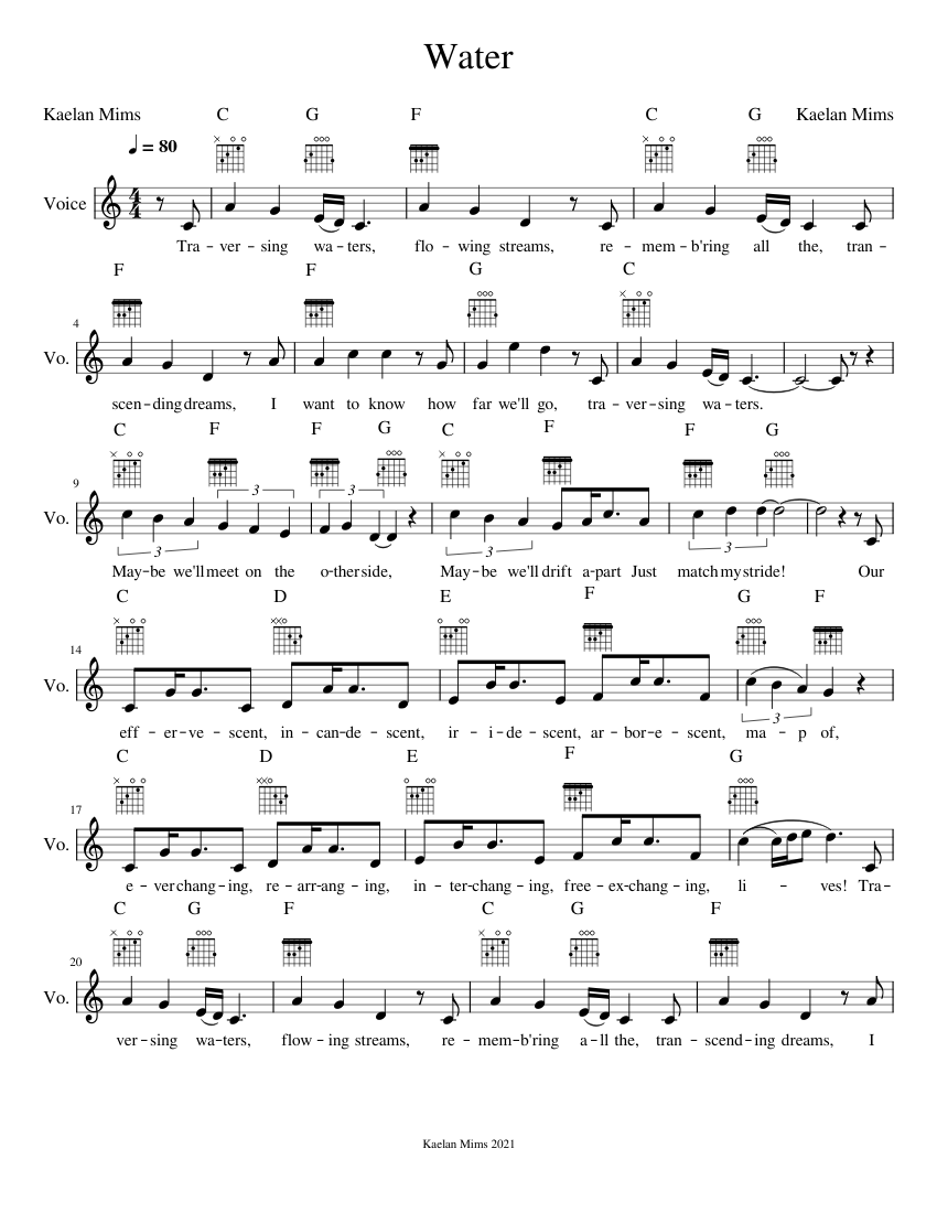 Water Sheet music for Vocals (Solo) | Musescore.com