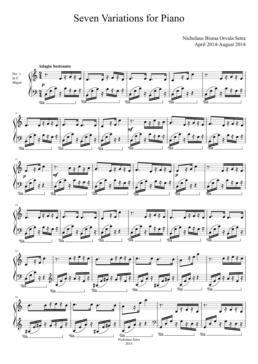 7 Variations for Piano Sheet Music for Piano (Solo) | MuseScore.com