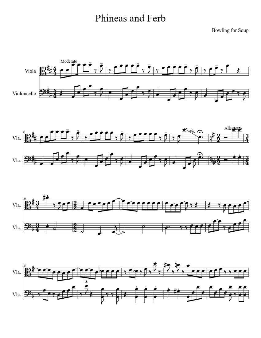 Phineas and Ferb Sheet music for Viola (Solo) | Musescore.com