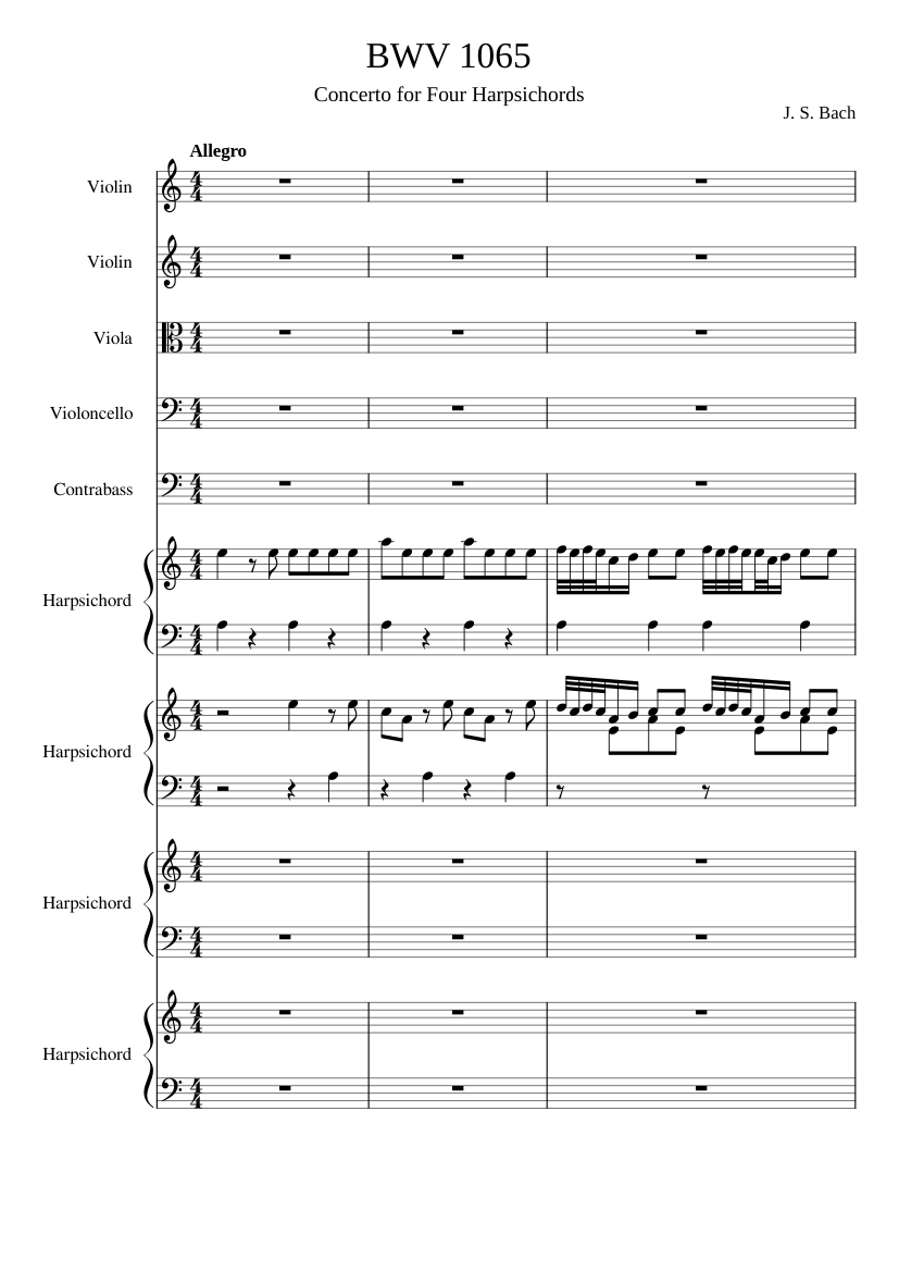 Concerto for 4 Harpsichords in A minor BWV 1065
