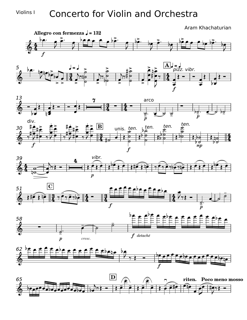 Violin Concerto In D Minor Op 46 Aram Khachaturian Sheet Music For violin-concerto-in-d-minor-op-46-aram-khachaturian-sheet-music-for