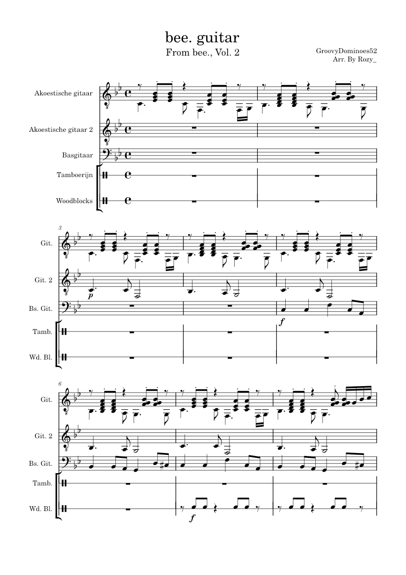 Bee. – GroovyDominoes52 bee. guitar Sheet Music for Guitar, Bass guitar ...