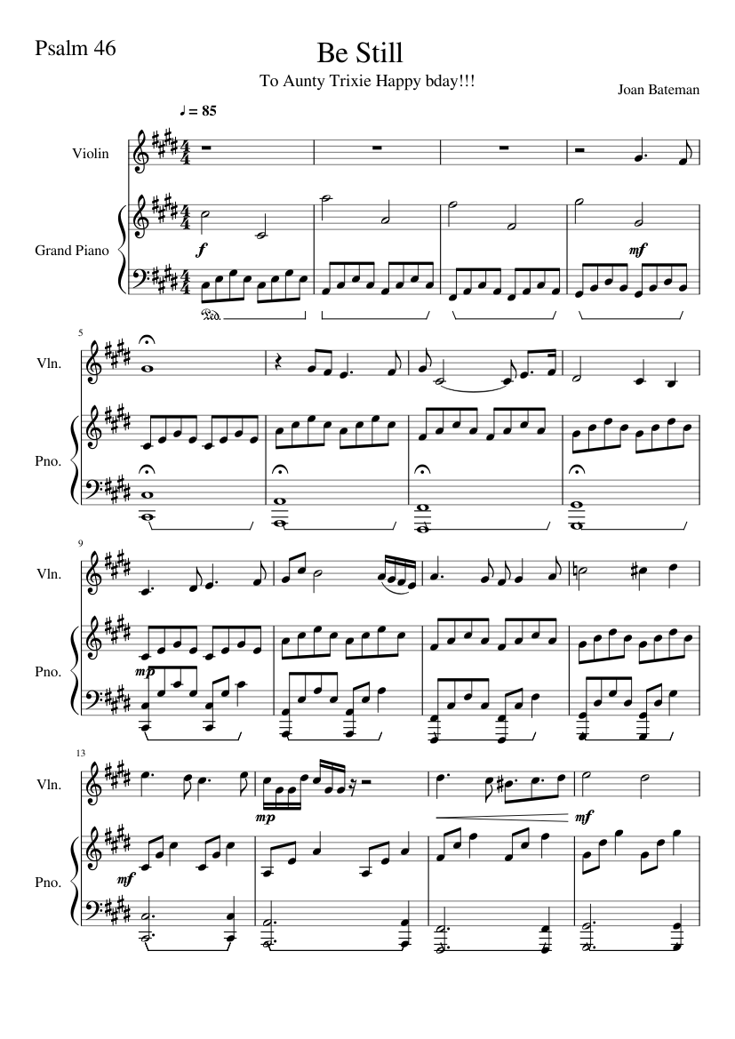 Be Still Psalm 46 10 Sheet music for Piano, Violin (Solo) | Musescore.com