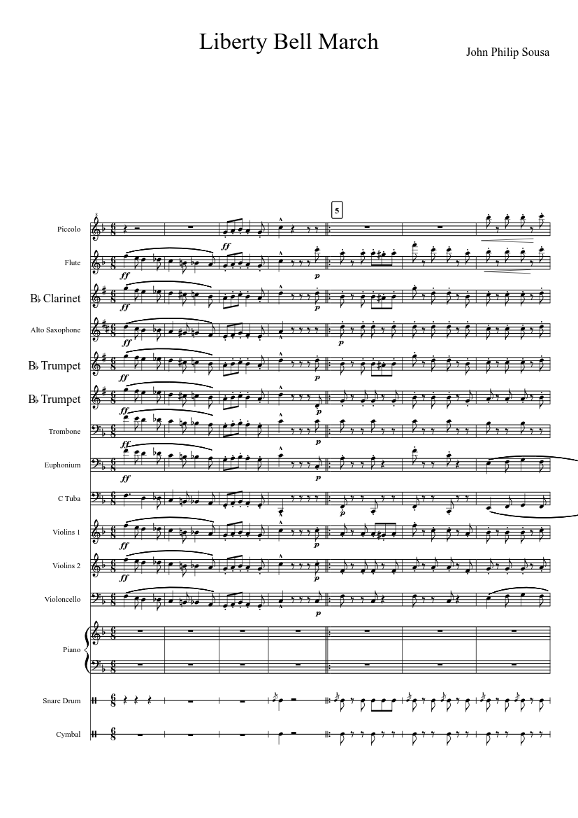 Liberty Bell March Sheet Music For Piano Trombone Flute Tuba More Instruments Mixed Ensemble Musescore Com Слушайте песни, в том числе «the liberty bell march (piano version)». liberty bell march sheet music for