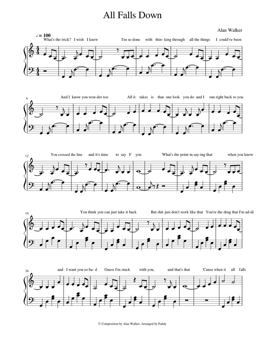 All Falls Down Sheet music for Piano (Solo) | Musescore.com