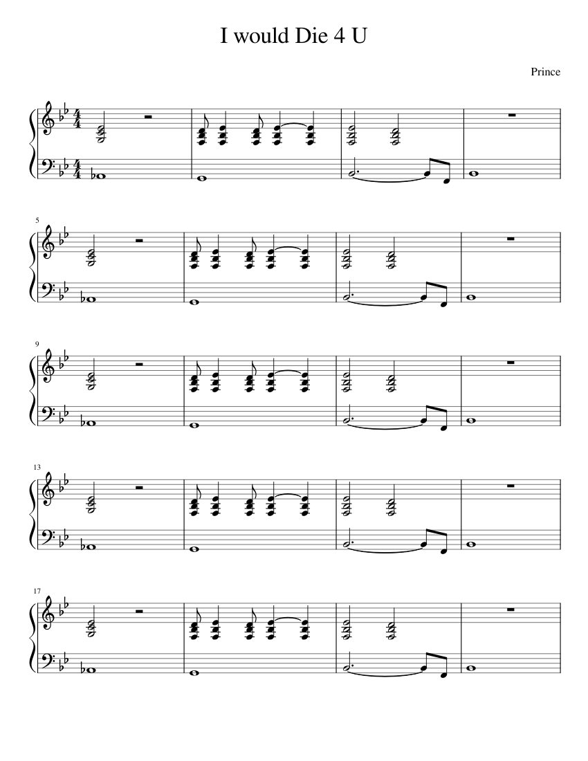 I would Die 4 U Sheet music for Piano (Solo)