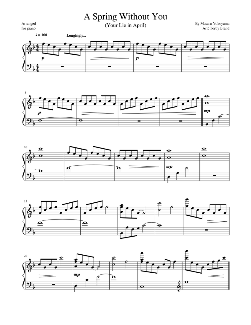 ERASED Ending Song UNPLAYABLE PIANO (Original) Sore wa Chiisana Hikari no  Youna Sheet music for Piano (Piano Four Hand)