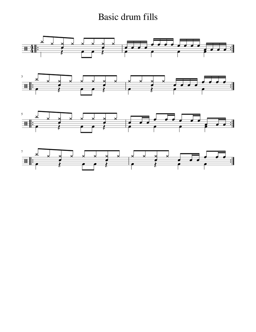 Basic drum fills Sheet music for Drum Group (Solo) | Download and print