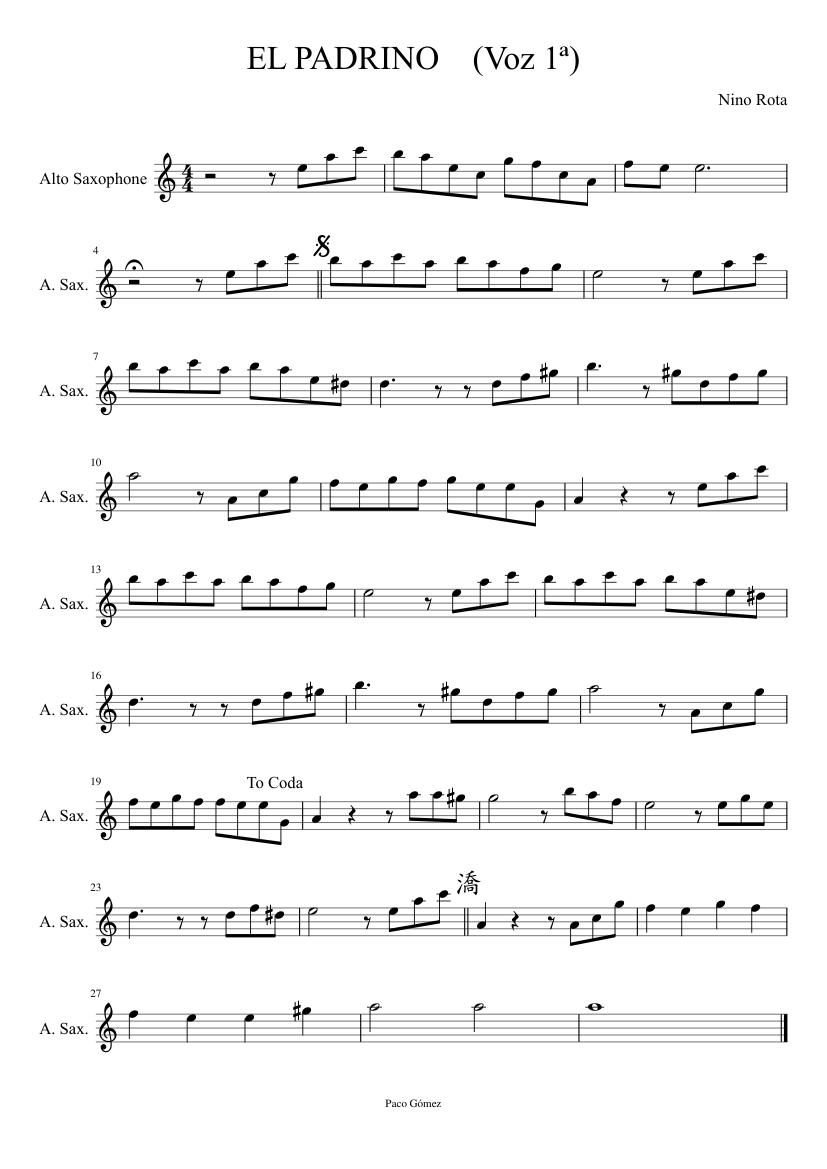 EL PADRINO (Voz 1ª) - piano tutorial