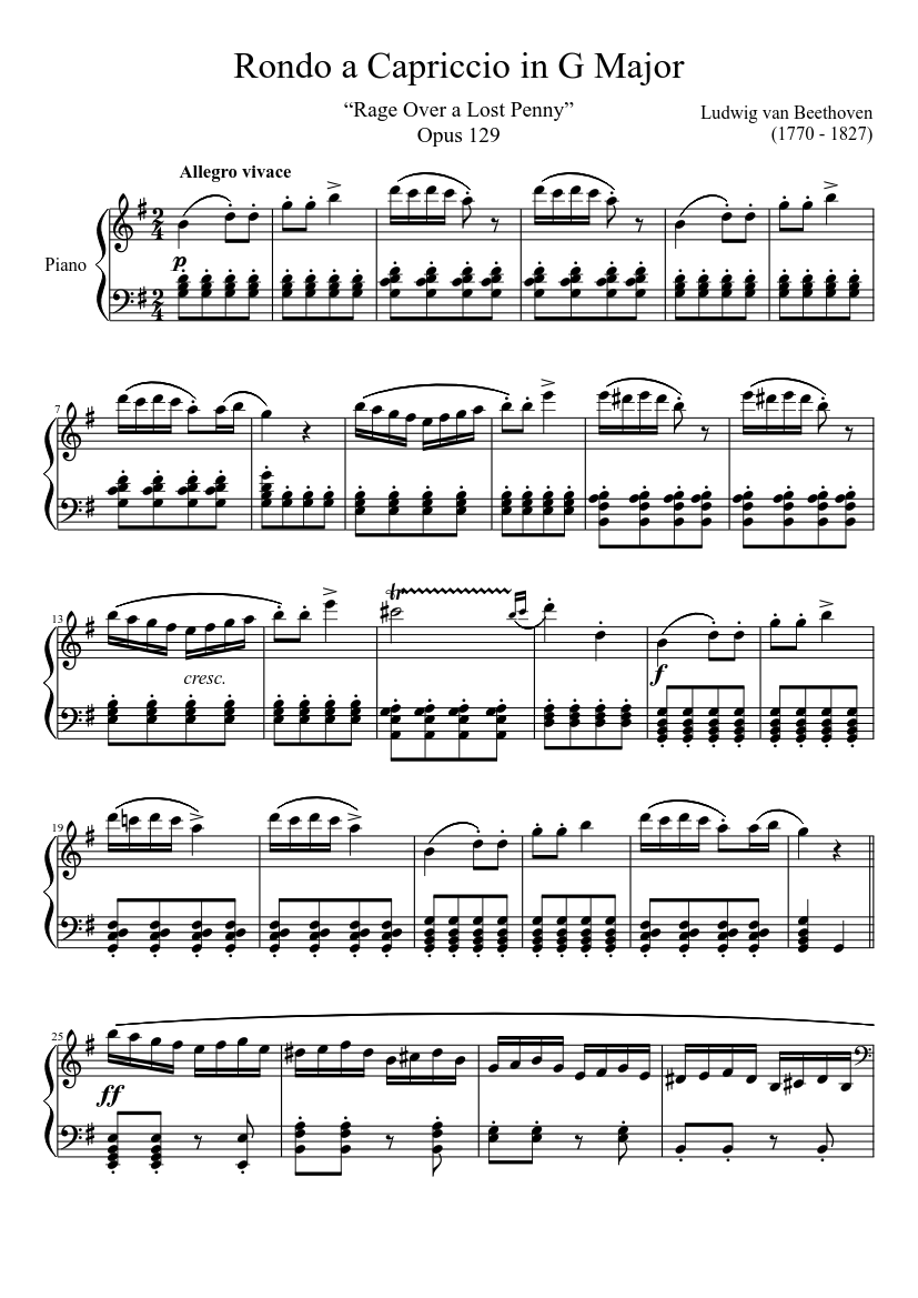 【中古】 Rage Over Lost Penny Beethoven Rondo a Capriccio Opus 129 in G Major, “Rage Over a Lost Penny