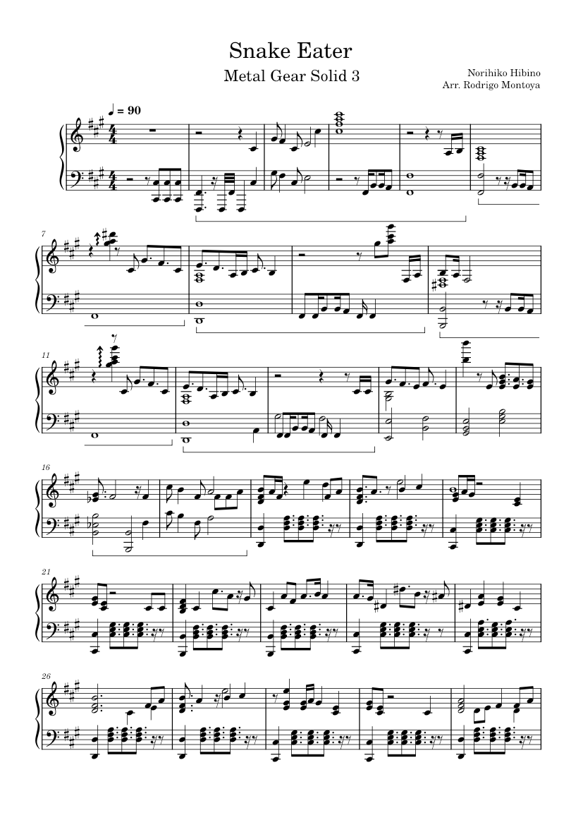 Snake eater – Norihiko Hibino Sheet Music for Piano (Solo