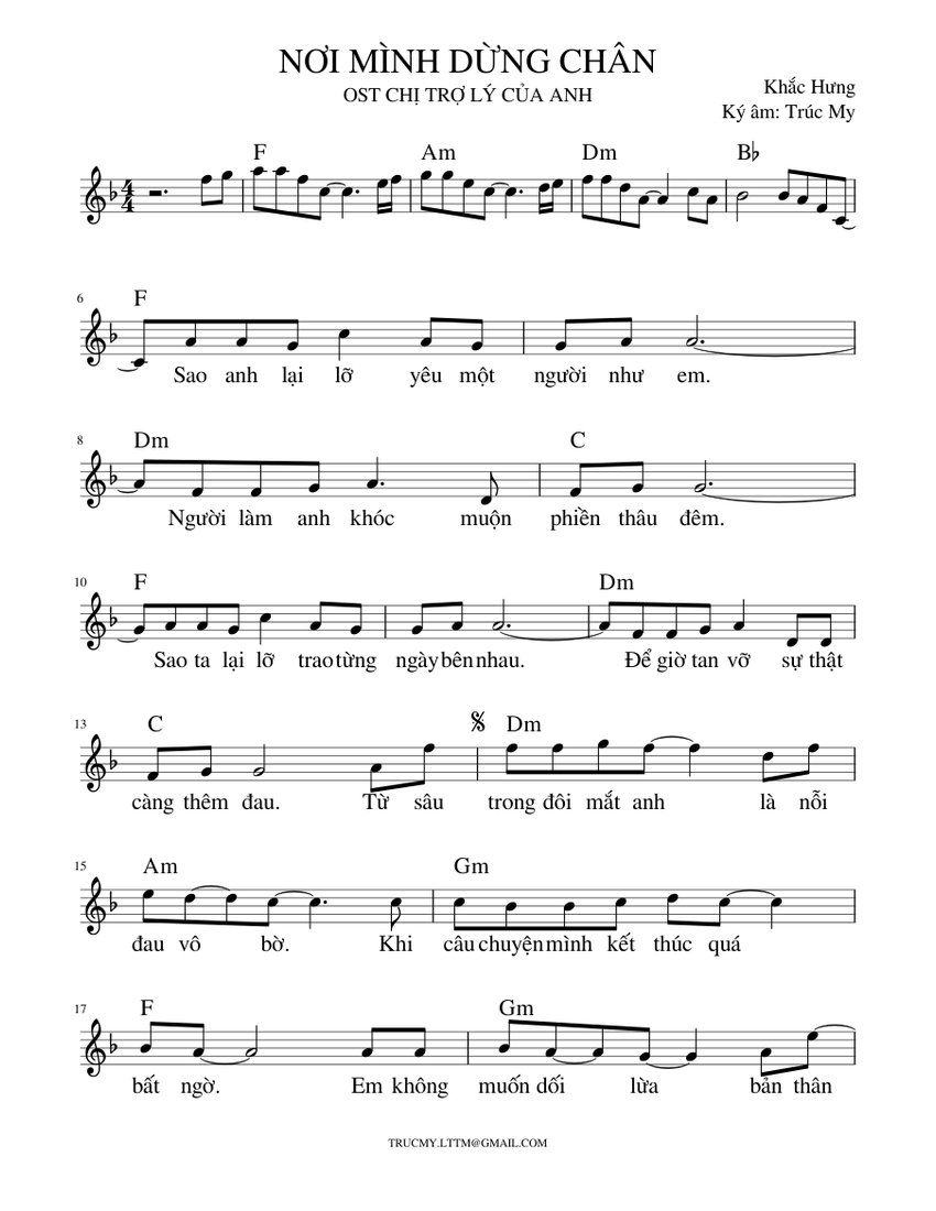 NƠI MÌNH DỪNG CHÂN Sheet music for Piano (Solo ...