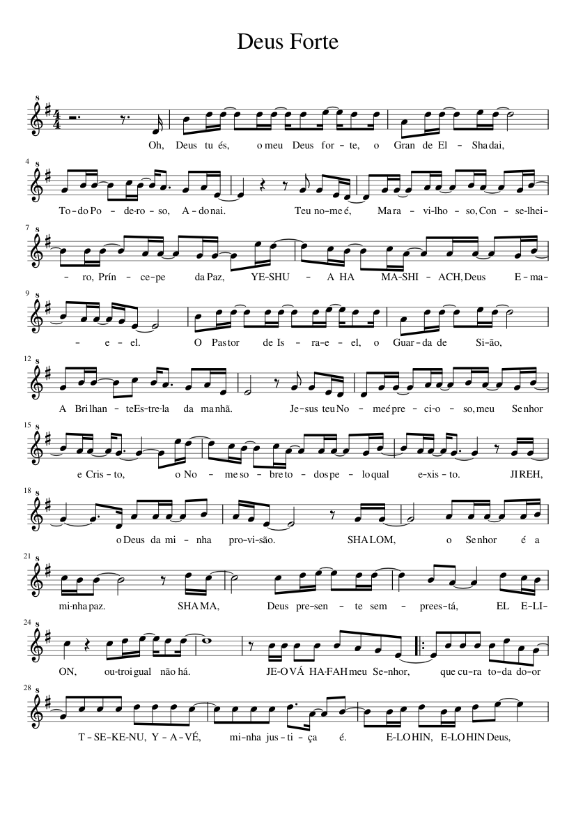 Deus Forte Sheet Music For Recorder Solo Musescore Com