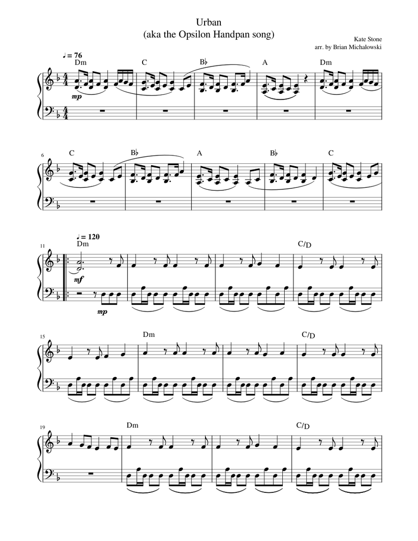Urban (aka the opsilon handpan song) Sheet music for Piano (Solo) Easy |  Musescore.com