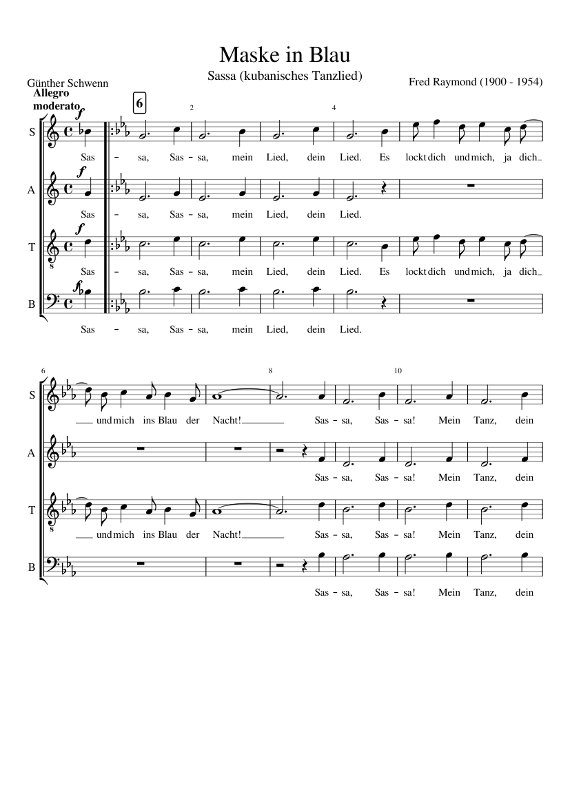 in blau, 06 - Sassa Sheet music for Soprano, Tenor, Bass voice (Choral) | Musescore.com
