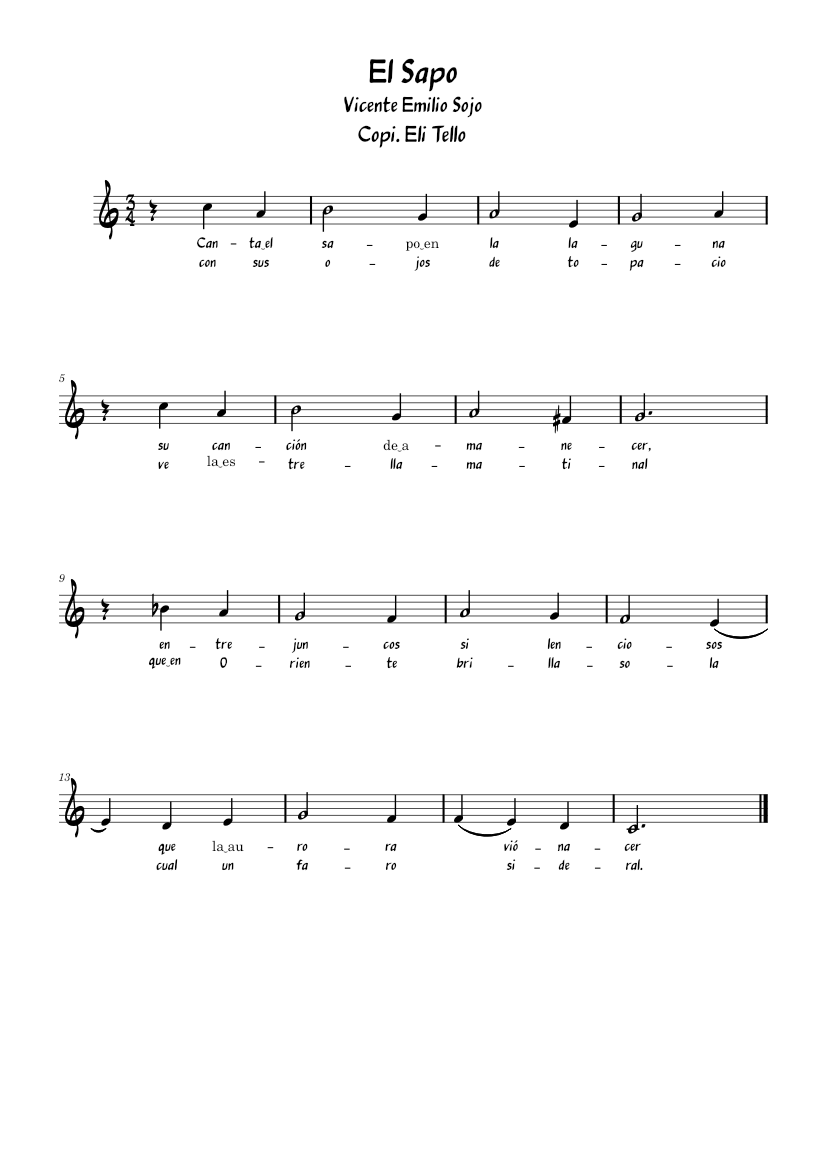 El Sapo Sheet Music For Piano (solo) 