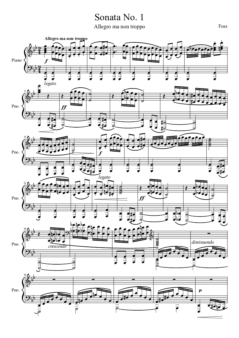 Sonata No. 1 - I Allegro ma non troppo Sheet music for Piano (Solo) |  Musescore.com