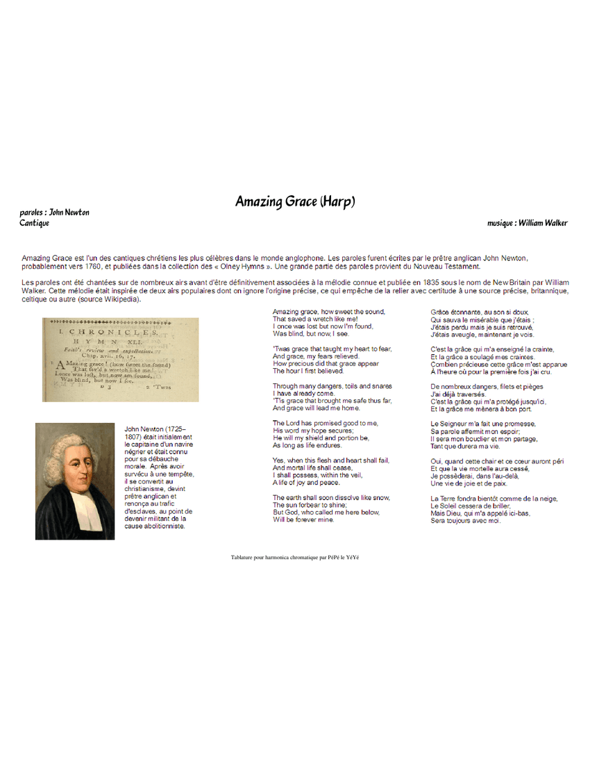 Amazing Grace (Harmonica Chromatique) Sheet music for Harmonica (Solo)