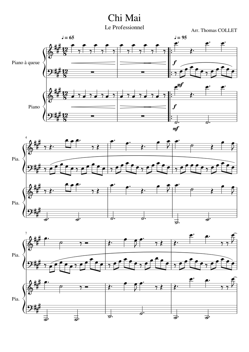 Chi Mai Sheet music for Piano (Piano Duo) | Musescore.com