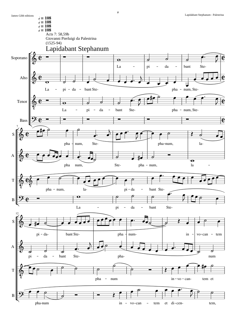 Lapidabant Stephanum 4vv (another setting is for 5vv)