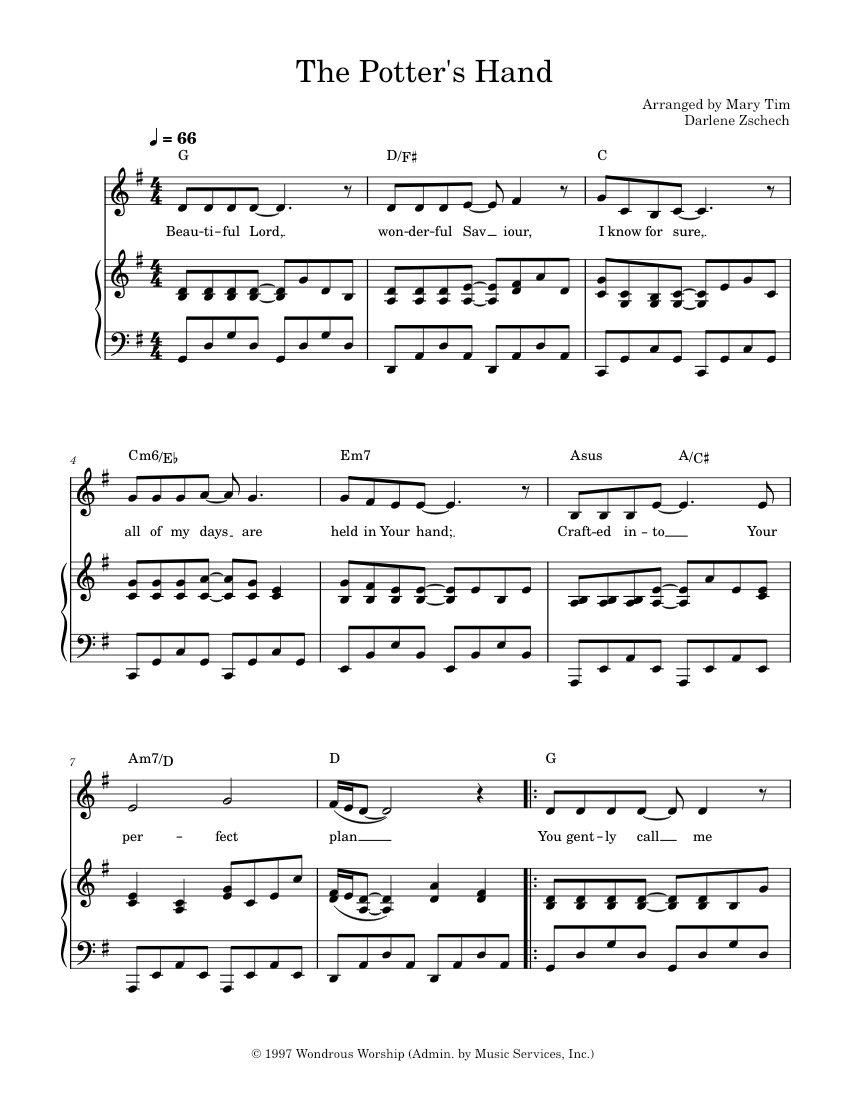 The Potter's Hand Darlene Zschech Sheet music for Piano, Vocals (PianoVoice)