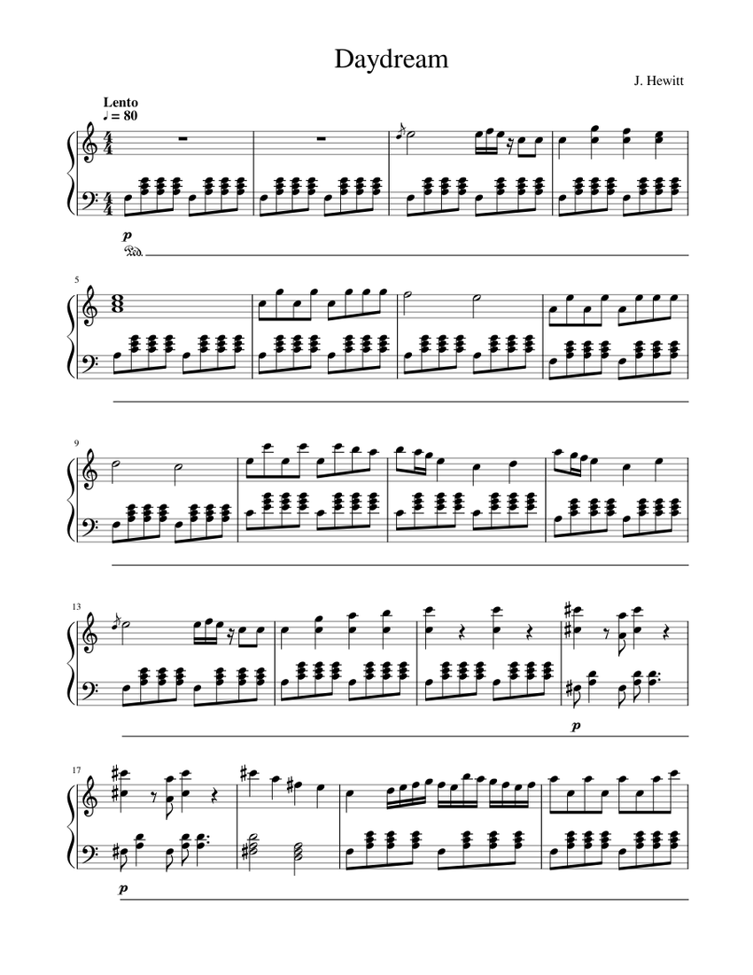 Daydream Sheet music for Piano (Solo) | Musescore.com