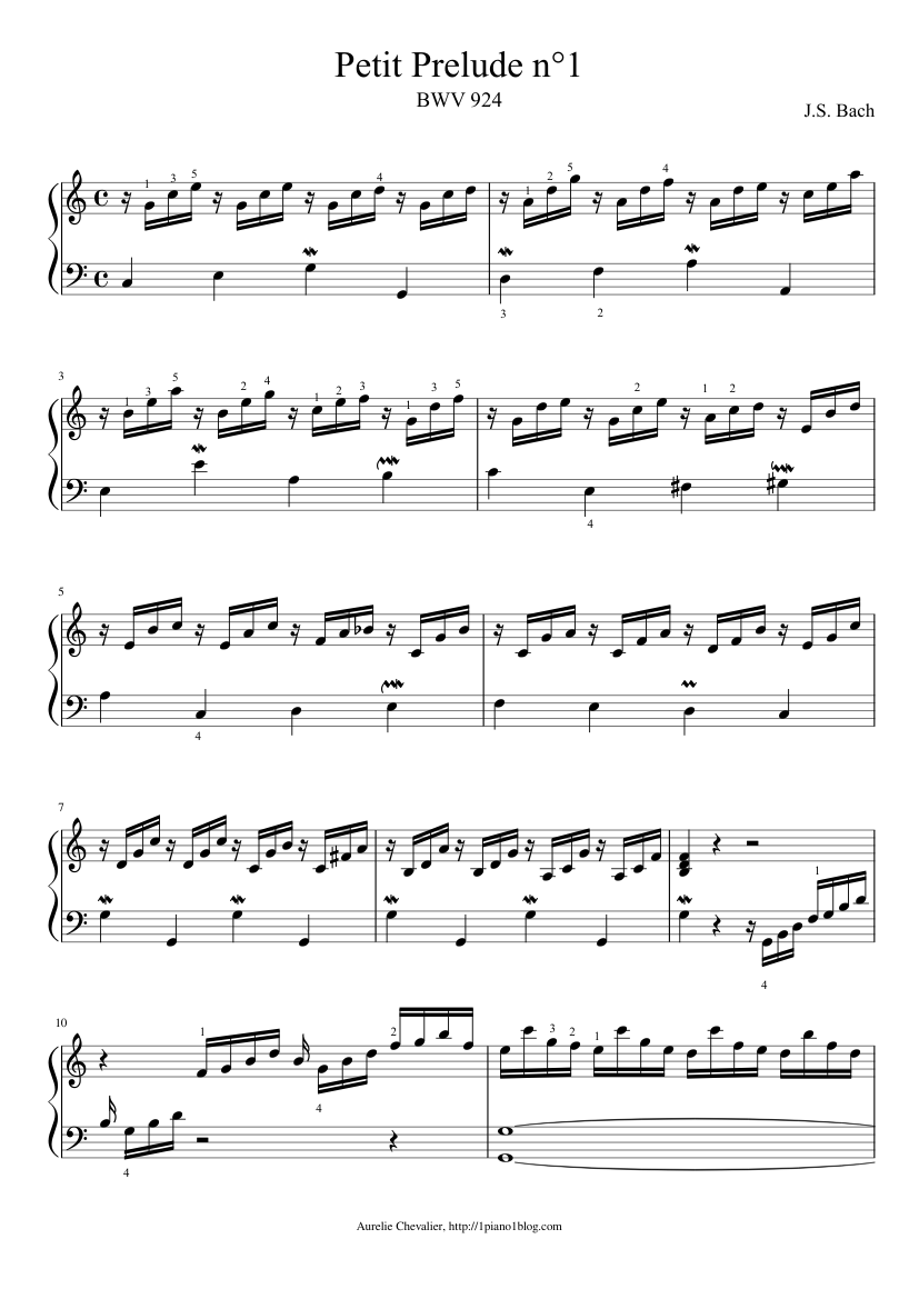 Petit Prelude en DO Majeur, J.S. BACH Sheet music for Piano (Solo) |  Musescore.com