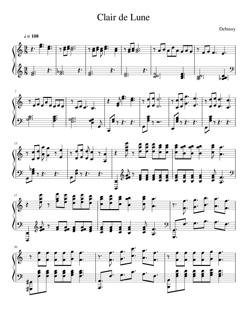 Clair de Lune Sheet music for Piano (Solo) | Musescore.com