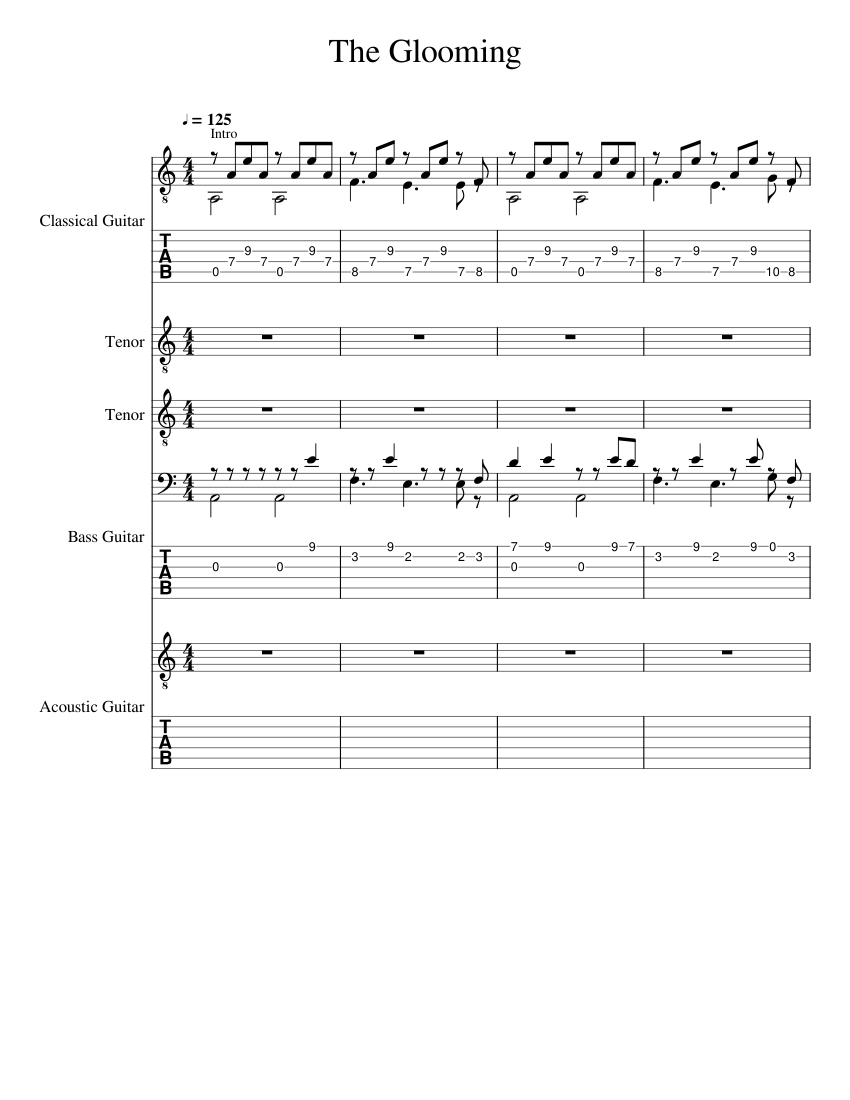 The Glooming Sheet music for Tenor, Guitar, Bass guitar (Rock band